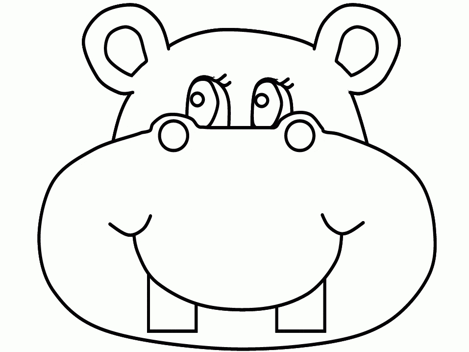 Hippo Coloring Pages Funny Face Free