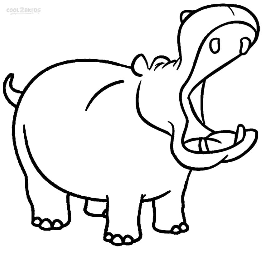 Hippo Coloring Pages for Kids Free Coloring Page