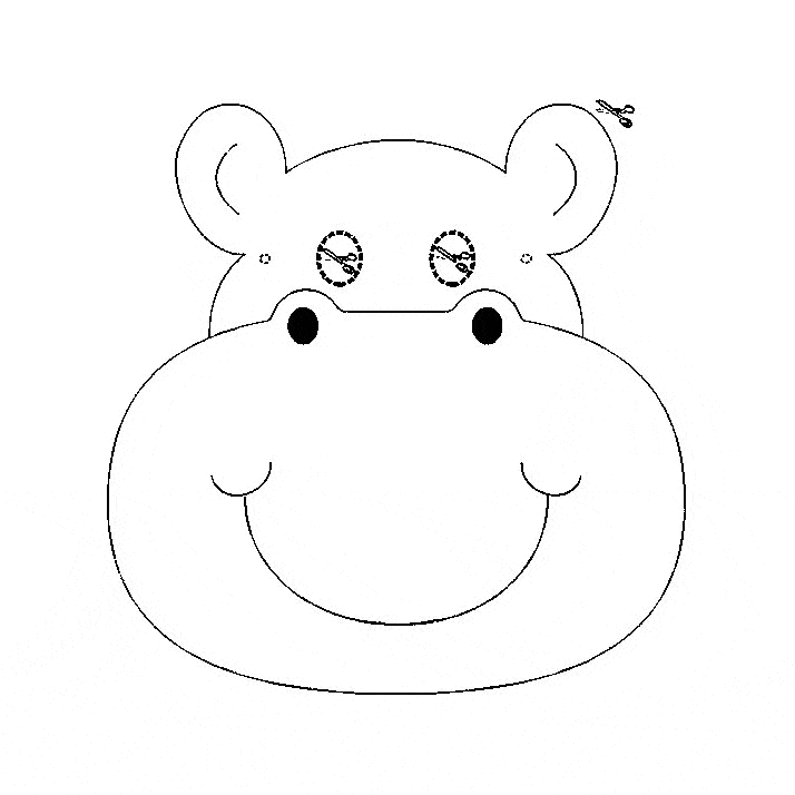 Hippo Face Funny Coloring Page