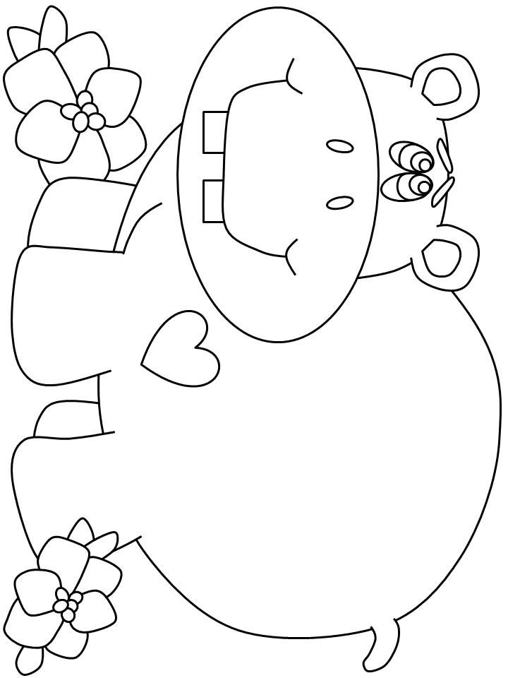 Hippo Image Drawing Coloring Page