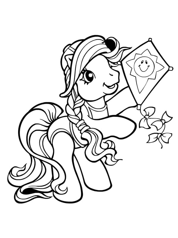 Horse And Kite Free Coloring Page