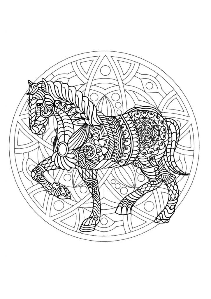 Horse Animal Mandala Coloring Pages