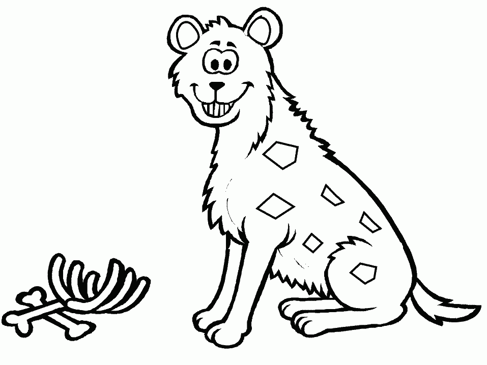 Hyena with Bones Coloring Pages Free