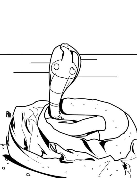 King Cobra Dance On Big Rock Free Printable Coloring Page