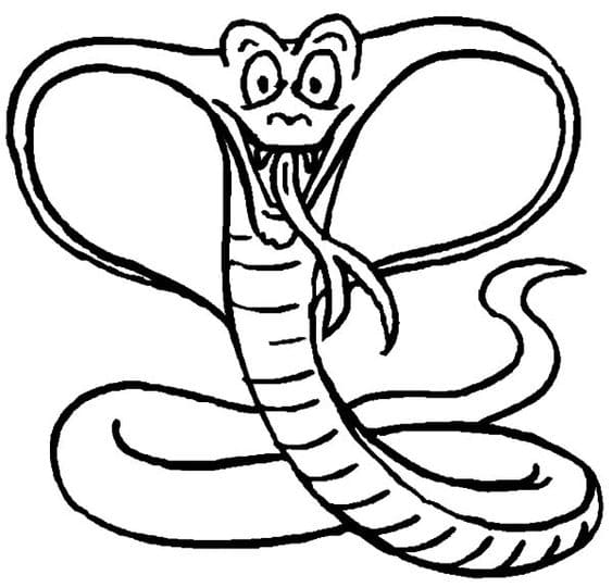 King Cobra Silly Face Free Printable Coloring Page