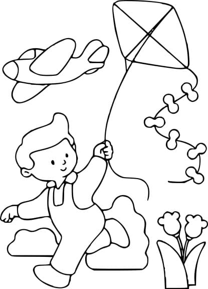 Kite And Baby To Print Coloring Page