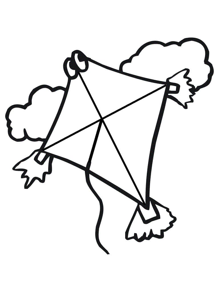 Kite And Clouds To Print Coloring Page