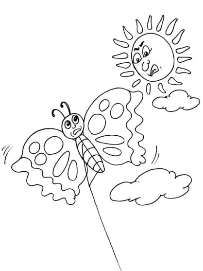 Kite Butterfly Free Coloring Page