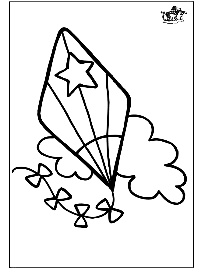Kite Cute Free Coloring Page
