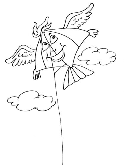 Kite For Children Free Printable Coloring Page
