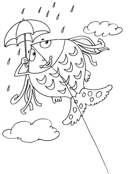 Kite In The Rain Coloring Page