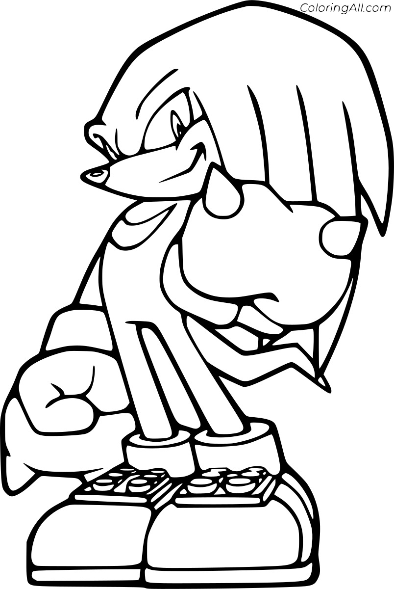 Knuckles the Echidna Free Printable Coloring Page