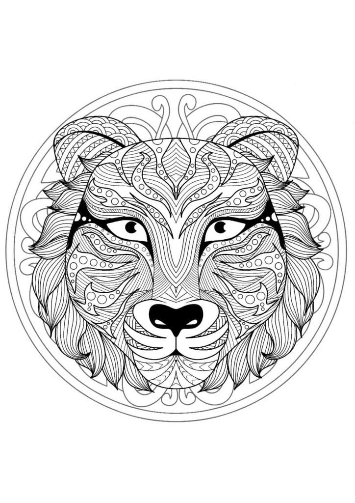 Lion Animal Mandala Coloring Pages