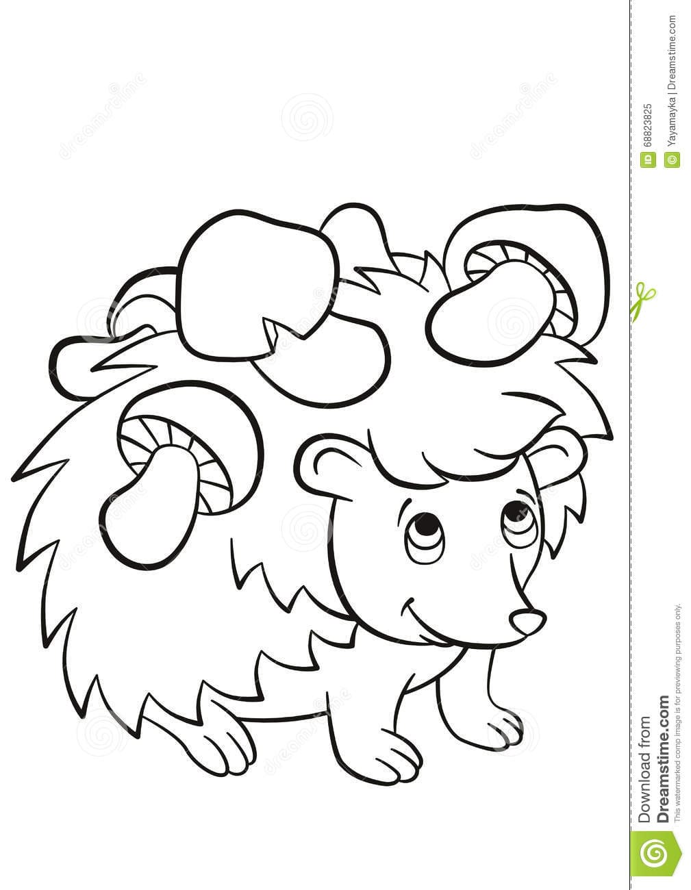 Little Cute Kind Hedgehog Has The Mushrooms Coloring Page