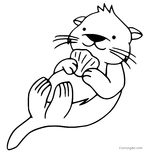 Little Otter Holds a Shell Free Printable Coloring Pages - Coloring Cool