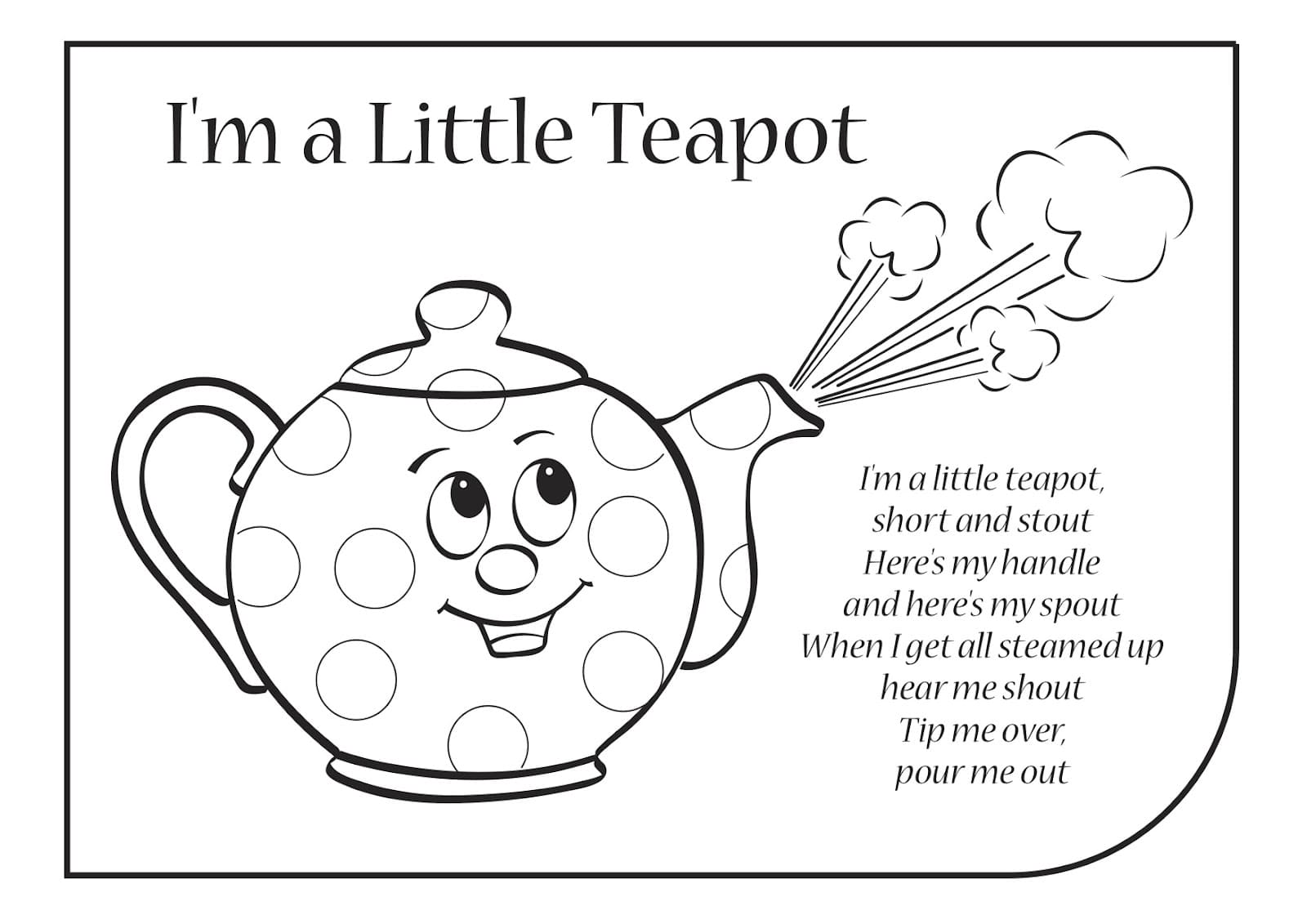 Little Teapot For Kids Coloring Page
