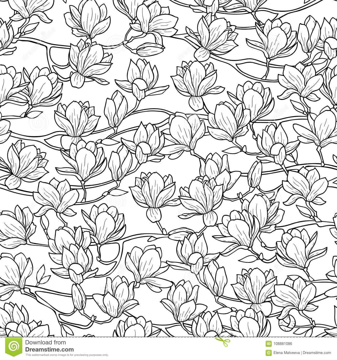 Magnolia Spring Seamless Pattern