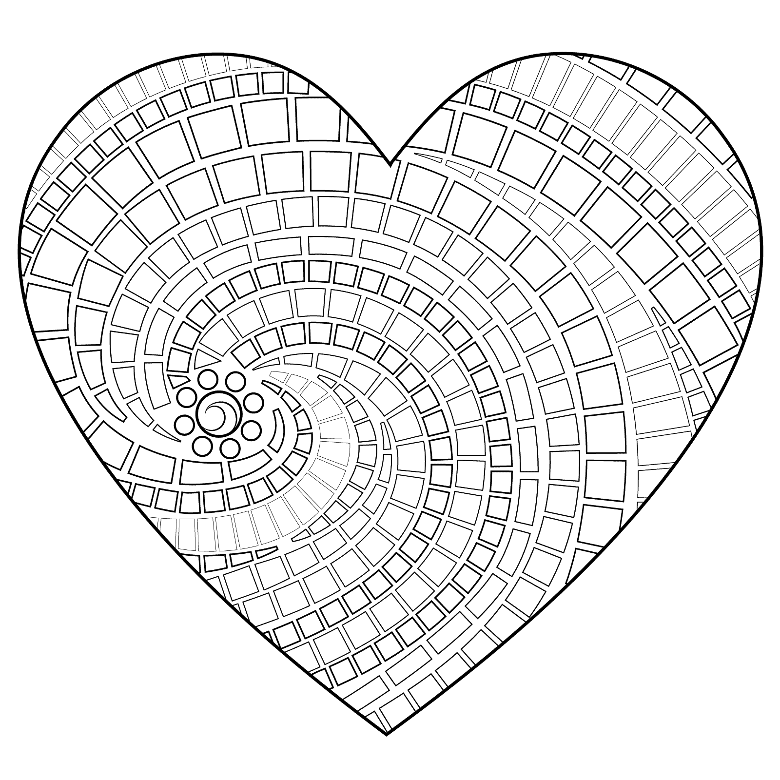 Mandala Hearts Mosaic Coloring Page