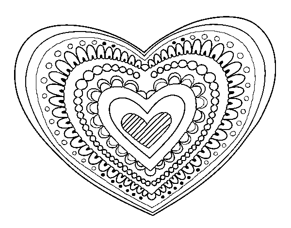 Mandala With Hearts Coloring Page