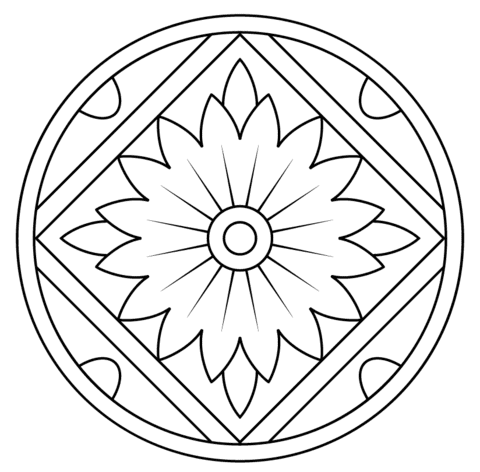 Mandala With Floral Pattern Coloring