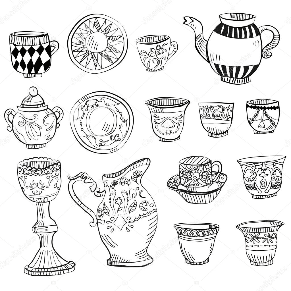 Many Teapot Coloring Page