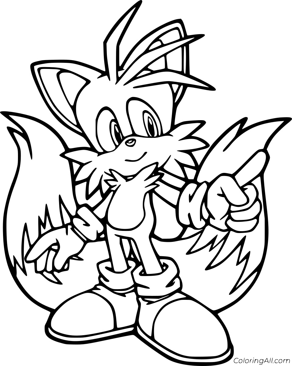 Miles Tails Prower Smiling Free Printable Coloring Page