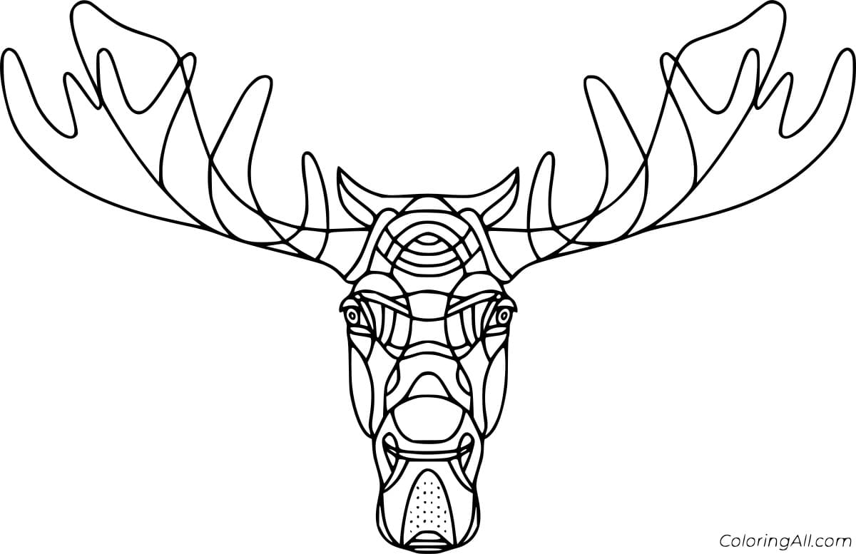 Moose Head Art Free Coloring Page