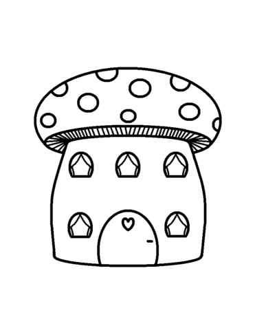 Mushroom House To Print Coloring Page