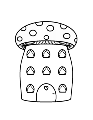 Mushroom House Coloring Page