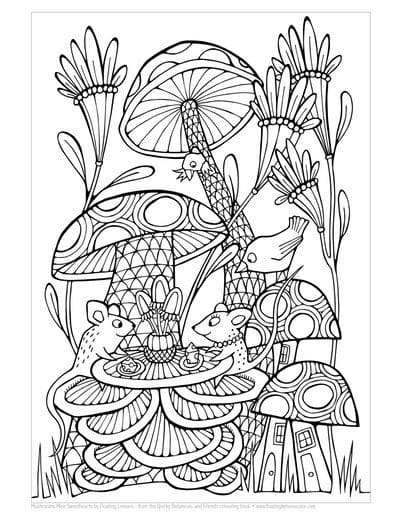 Mushrooms Coloring Coloring Page