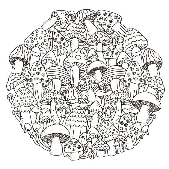 Mushrooms Fairytale Coloring Page