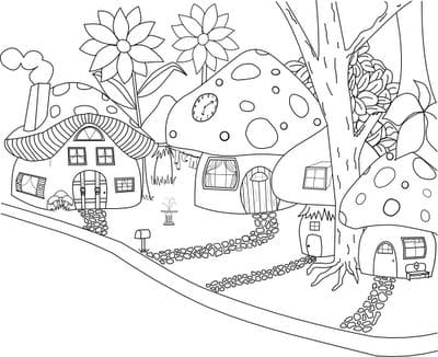 Mushrooms Live Coloring Page