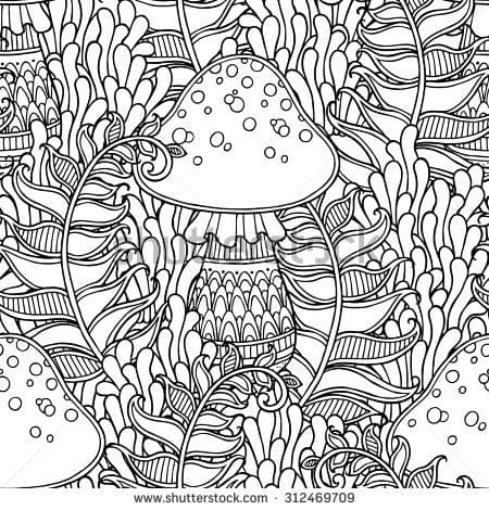 Mushrooms Printable Free Coloring Page