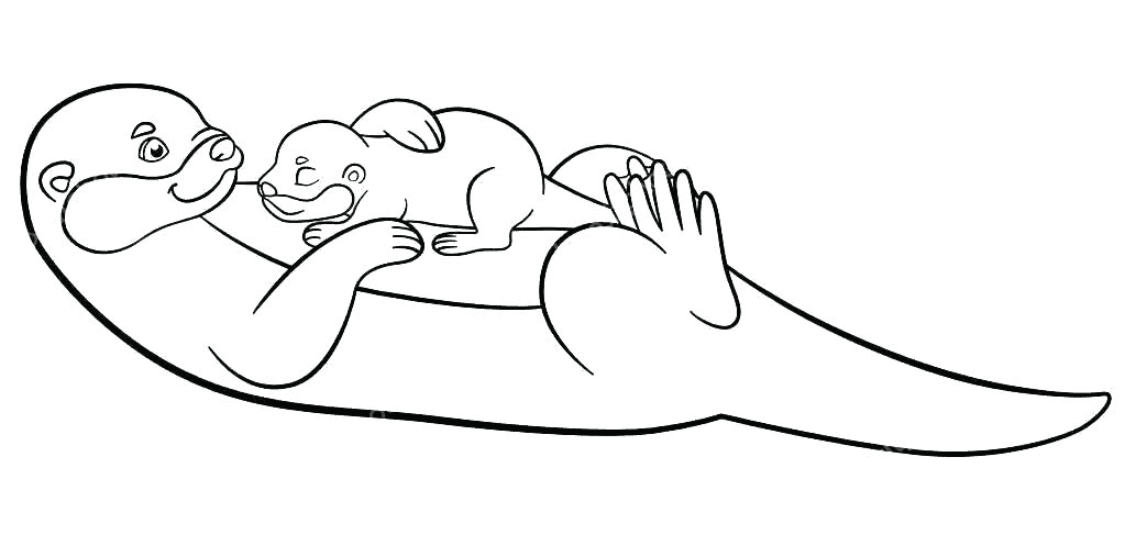 Otter And Baby Coloring Page