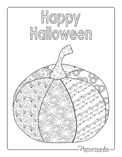 Patterned Pumpkin For Adults to Color Coloring Page