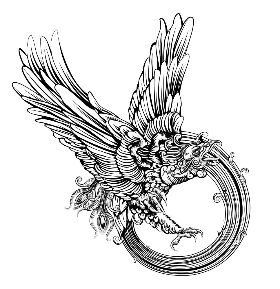 Phoenix Bird Tattoo Coloring Page