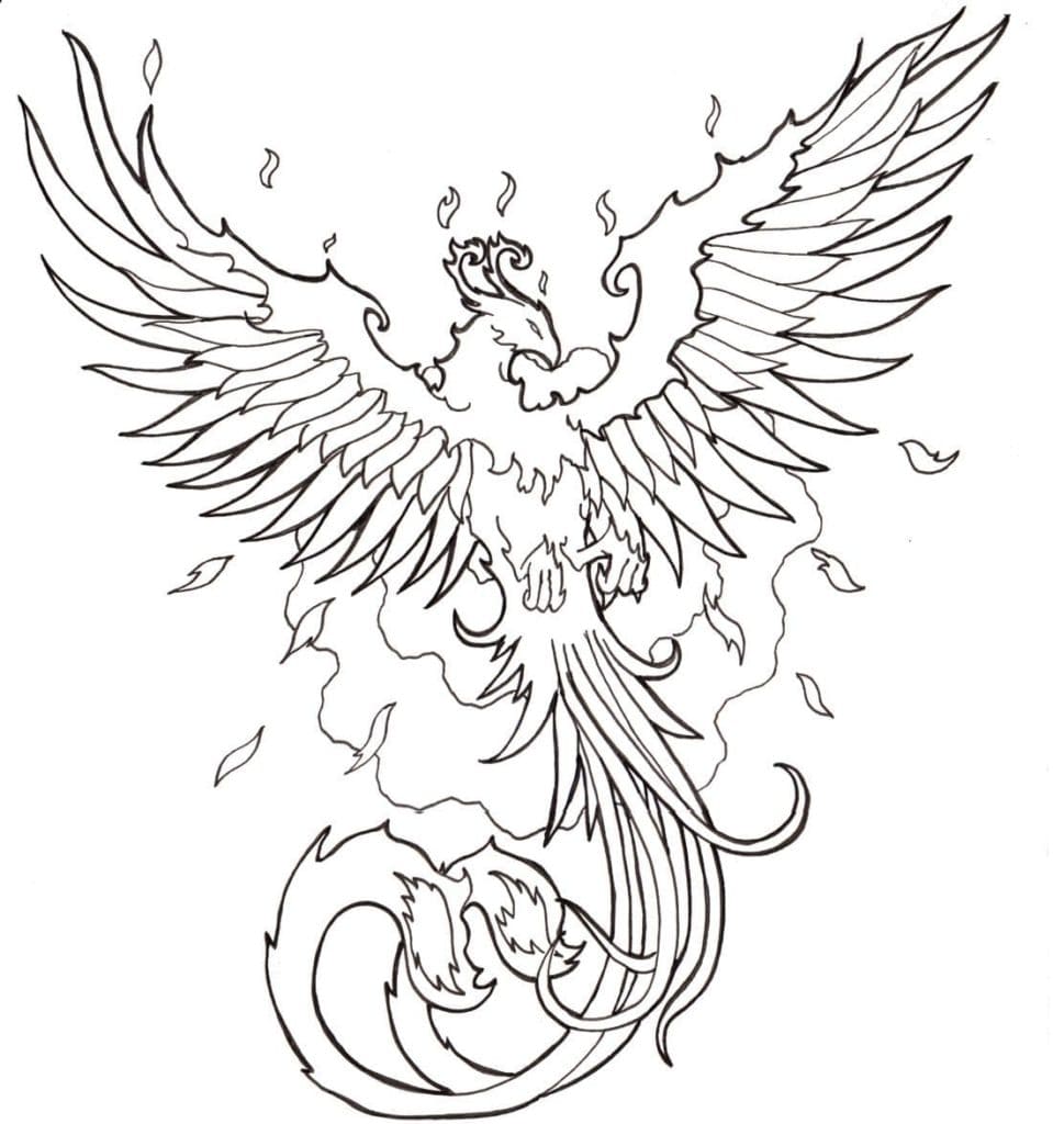 Phoenix In Flight To Print Coloring Page