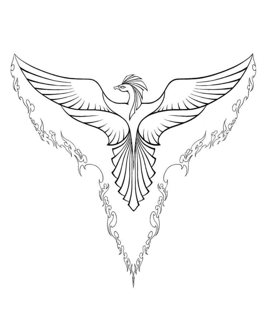Phoenix Spread Its Wings Coloring Page