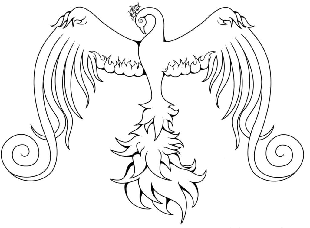Phoenix With Beautiful Wings Coloring Page