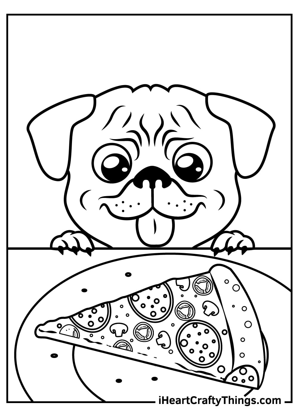 Pirate Pug Eat Pizza Coloring Free Coloring Page