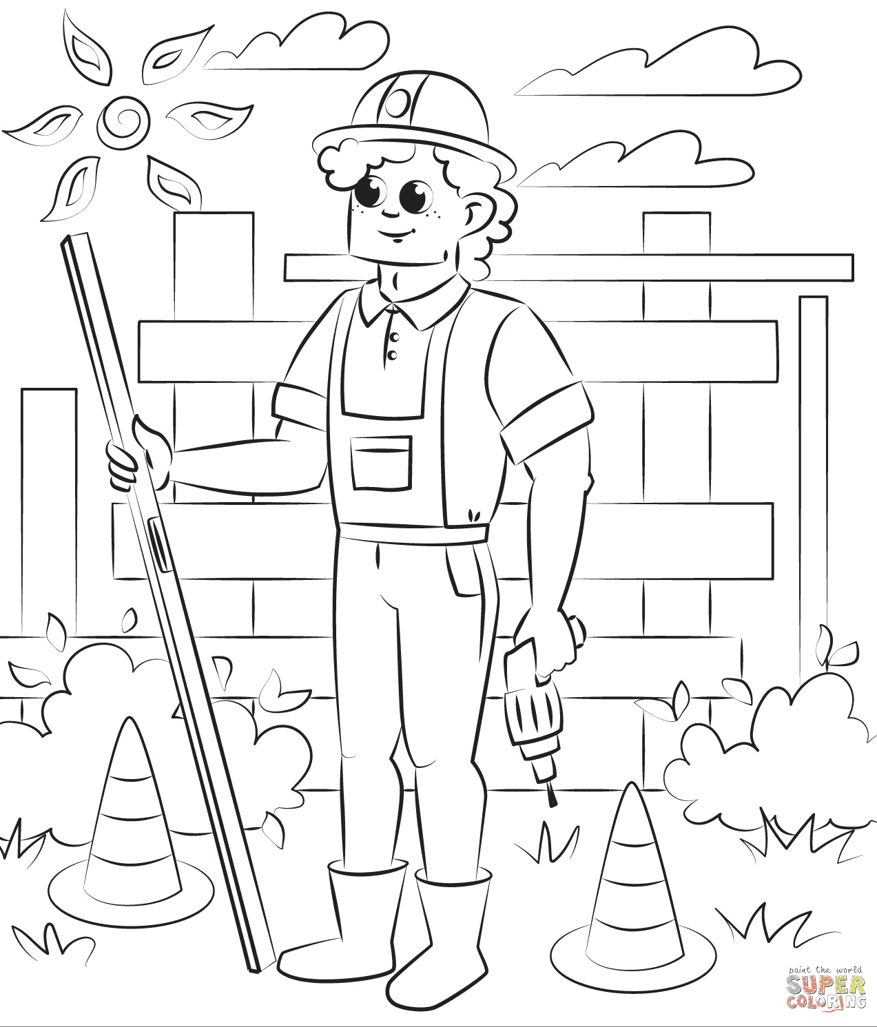 Construction Worker Free Image Coloring Pages Coloring Cool