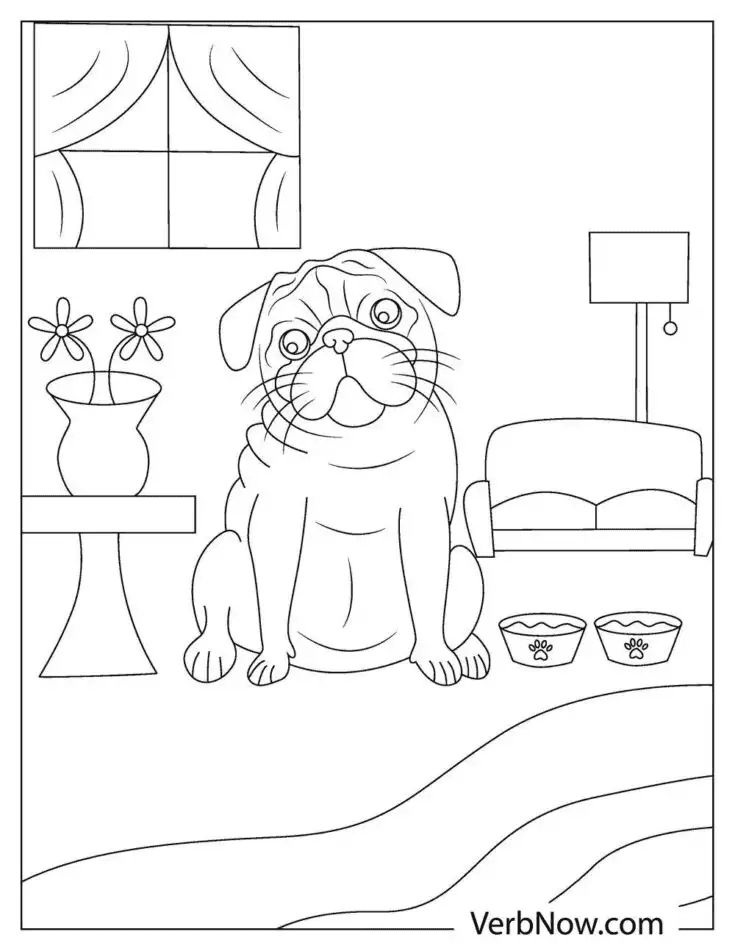 Printable Free Pug Puppy Coloring Page