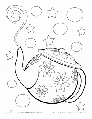 Printable Teapot Free Coloring Page