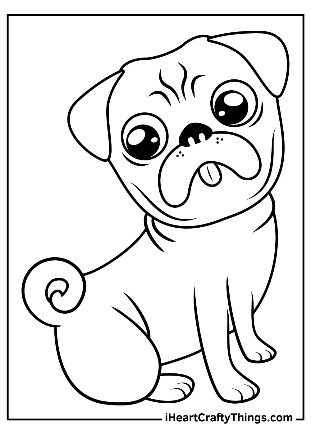 Pug Dog Free Coloring Page
