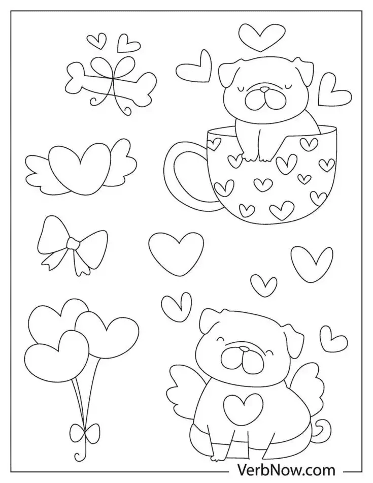 Pug Puppy Dog For Kids Free Coloring Page