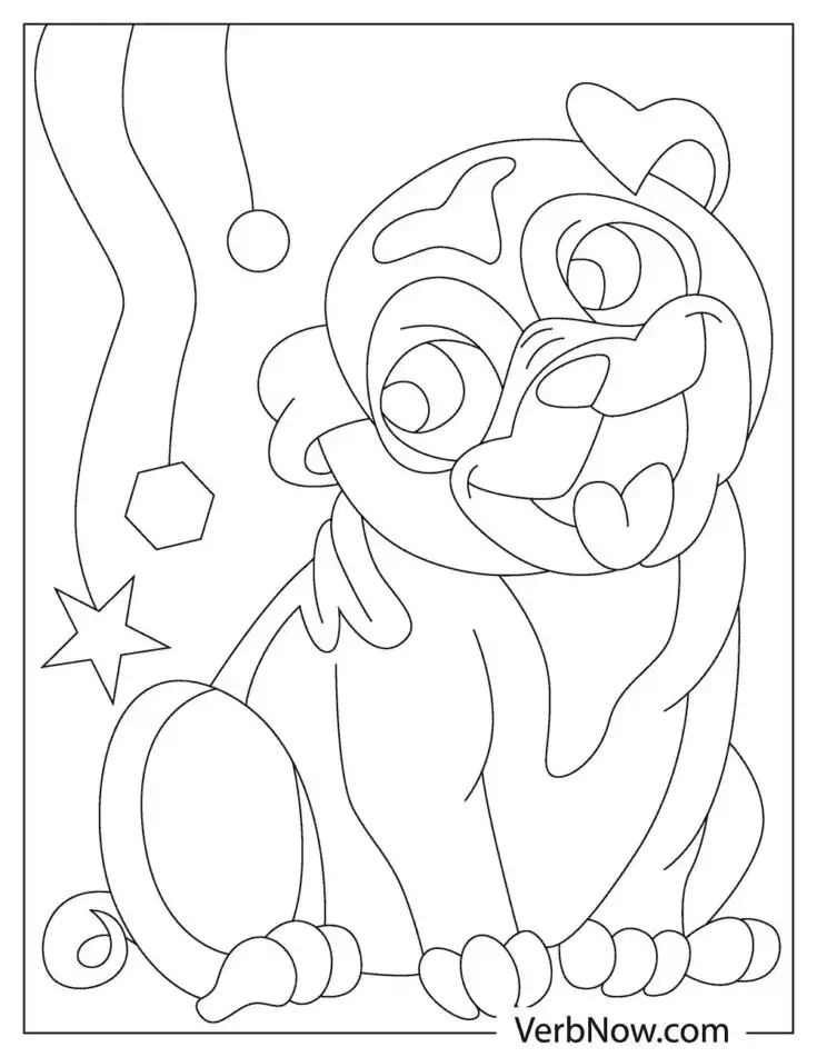 Pug Puppy Dog For Kids Coloring Page