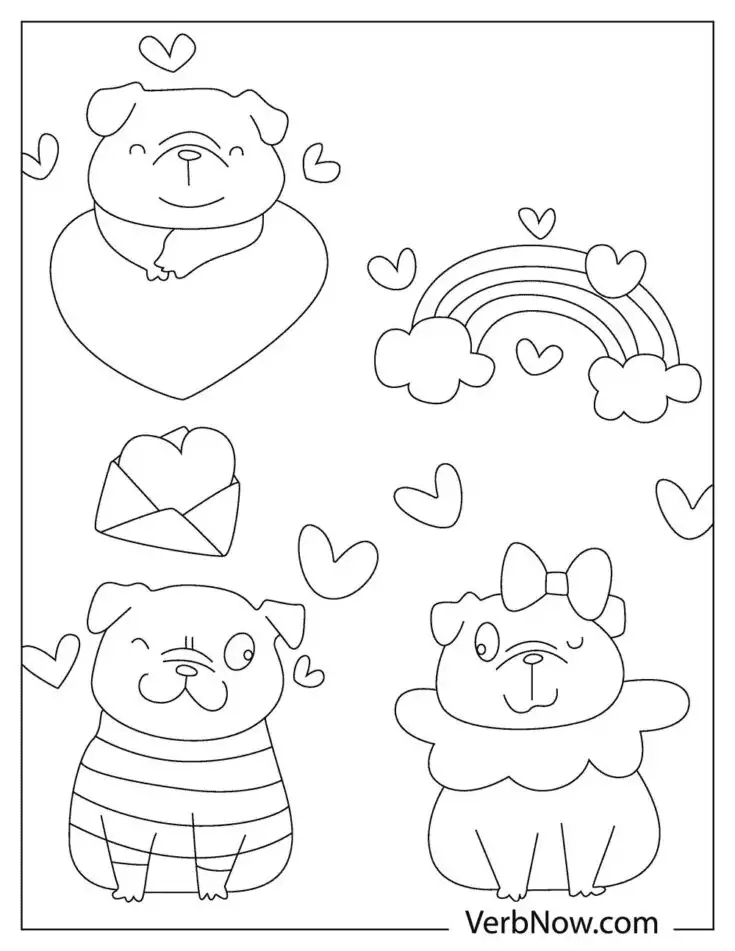 Pug Puppy For Kids Coloring Page