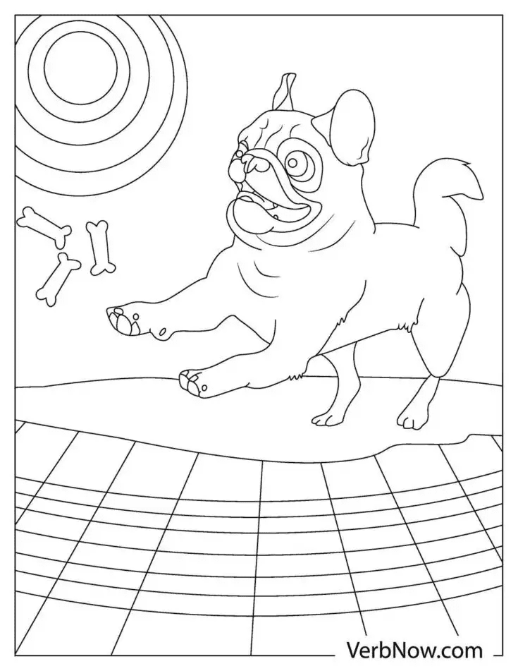 Pug Puppy Image For Kids Coloring Page