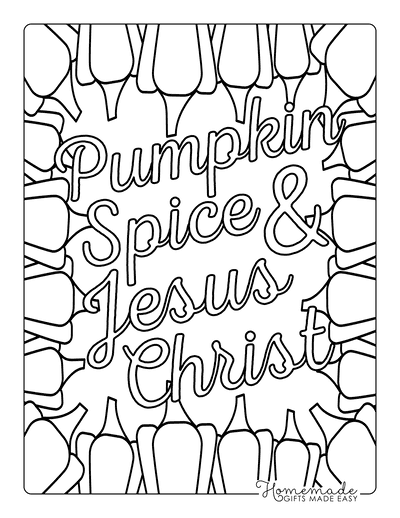 Pumpkin Spice & Jesus Christ Christian Fall Coloring Page Coloring Page