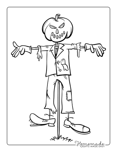 Scarecrow with Pumpkin Head Coloring Page Coloring Page